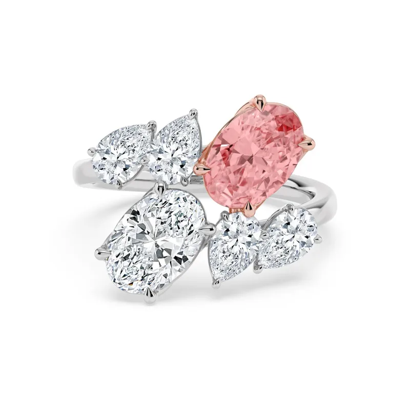 Rosaria Oval Pink Lab-Grown Diamond Ring in two tone gold — view 1