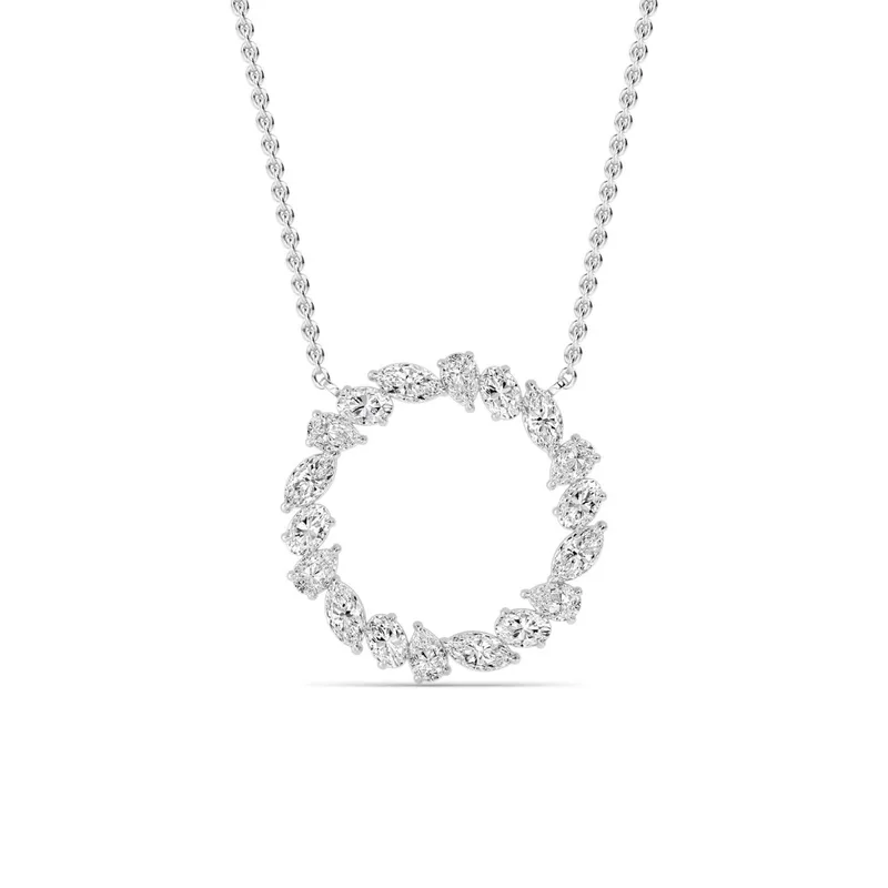 Garland Mixed-Cut Lab-Grown Diamond Pendant in white gold — view 1