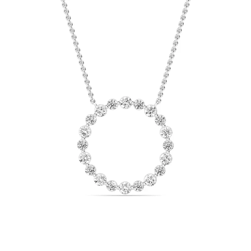 Eterna Round Lab-Grown Diamond Pendant in white gold — view 1