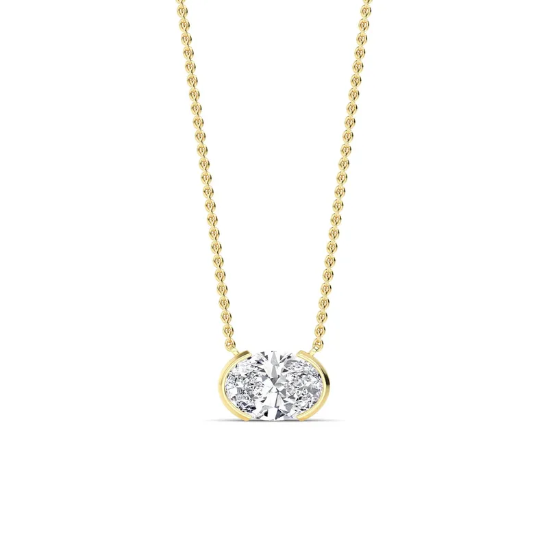 Essence Oval Lab-Grown Diamond Pendant in yellow gold — view 1