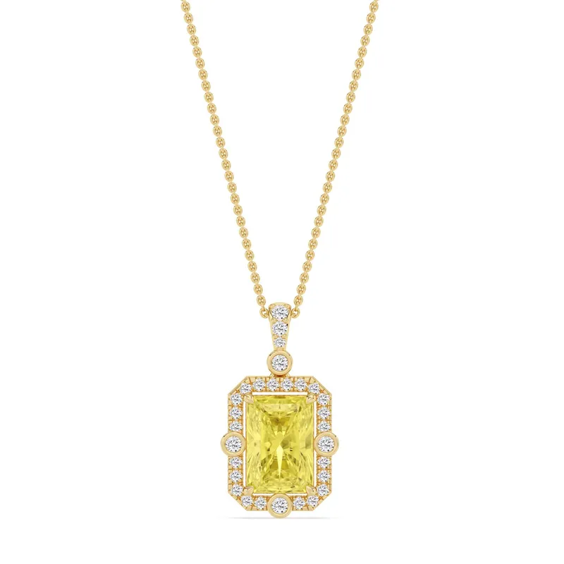 Auretta Radiant Yellow Lab-Grown Diamond Pendant in 9kt yellow gold — view 1
