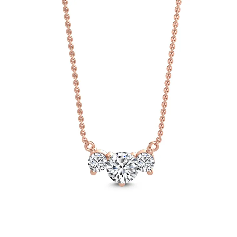 Trio Round Lab-Grown Diamond Pendant in rose gold — view 1
