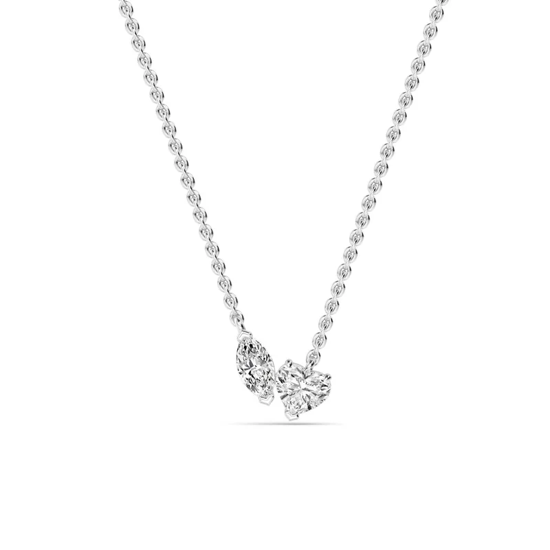Cherish Mixed-Cut Lab-Grown Diamond Pendant in white gold — view 1