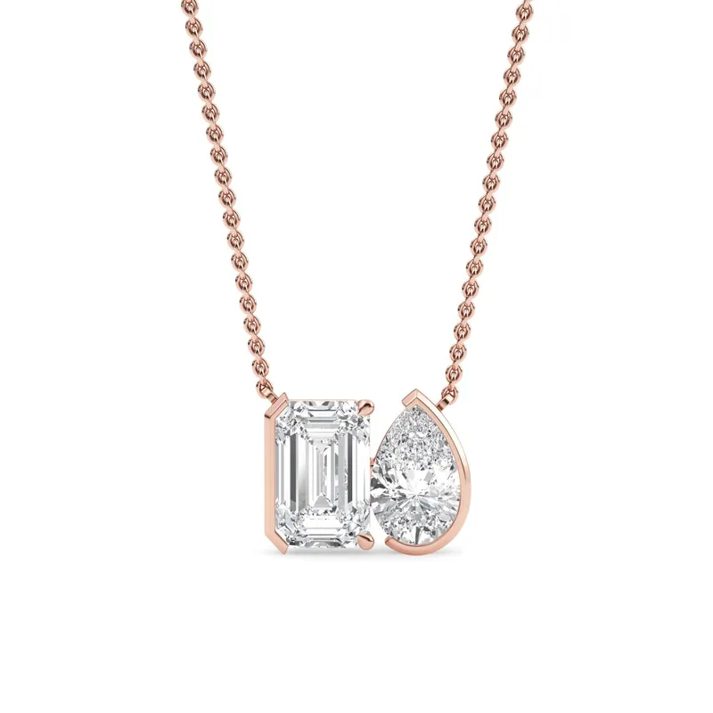 Amity Mixed-Cut Lab-Grown Diamond Pendant in rose gold — view 1