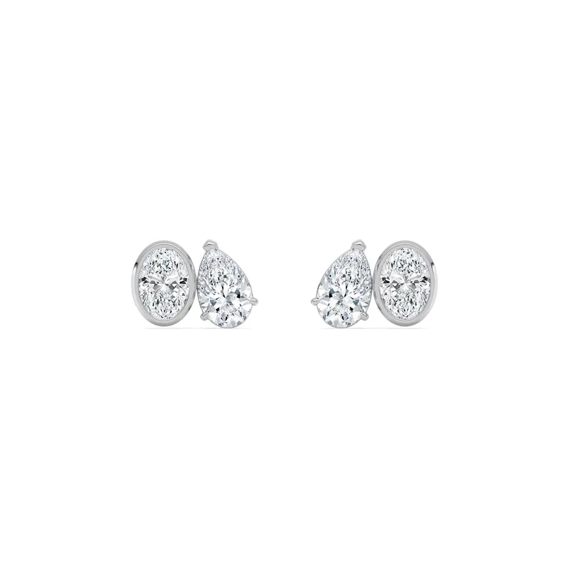 Clarissa Mixed-Cut Lab-Grown Diamond Earrings in 18kt white gold — view 1
