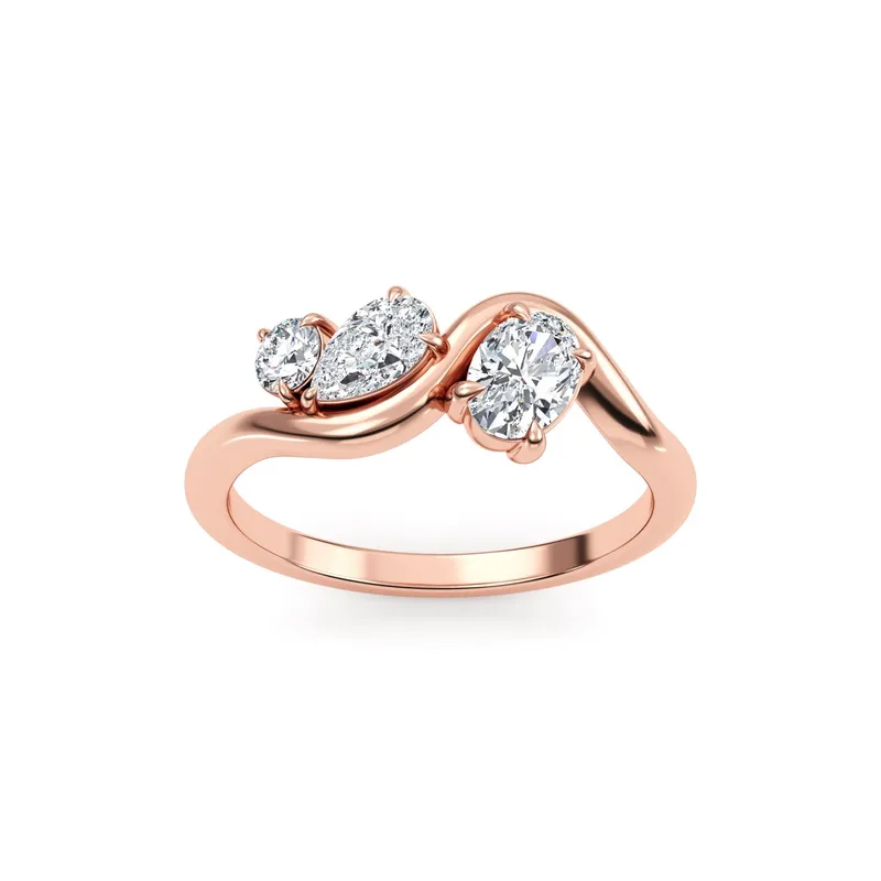 Camellia Mixed-Cut Lab-Grown Diamond Ring in rose gold — view 1