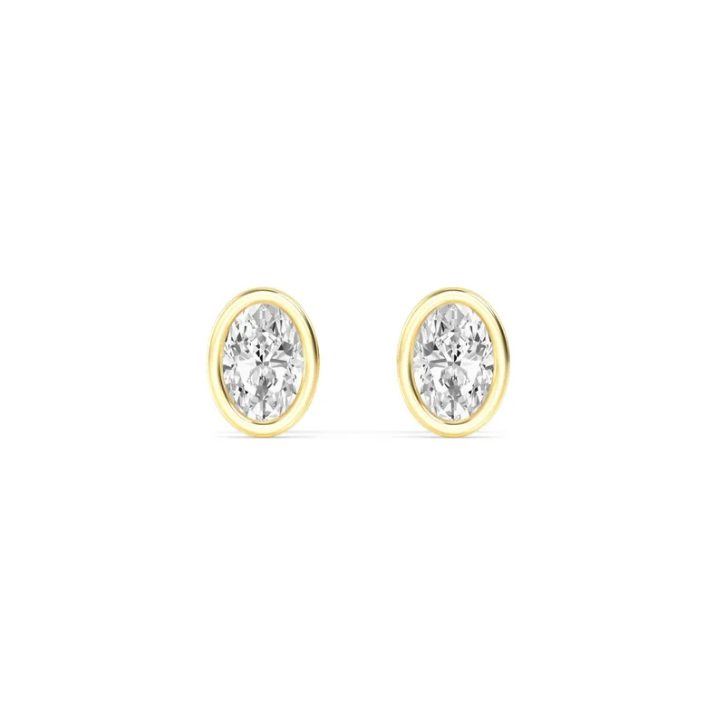 Icon Oval Lab-Grown Diamond Earrings in yellow gold — view 1