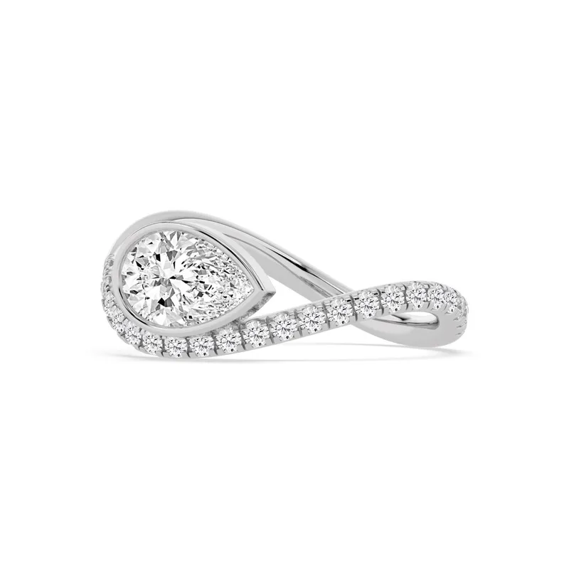 Elodie Pear Lab-Grown Diamond Ring in white gold — view 1