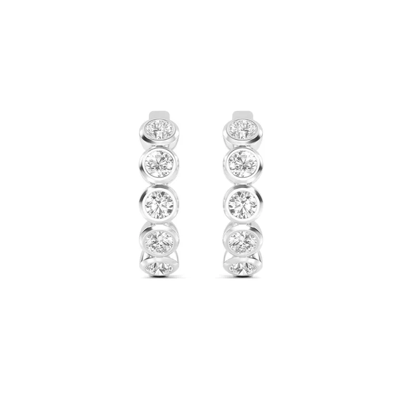 Belle Round Lab-Grown Diamond Earrings in white gold — view 1