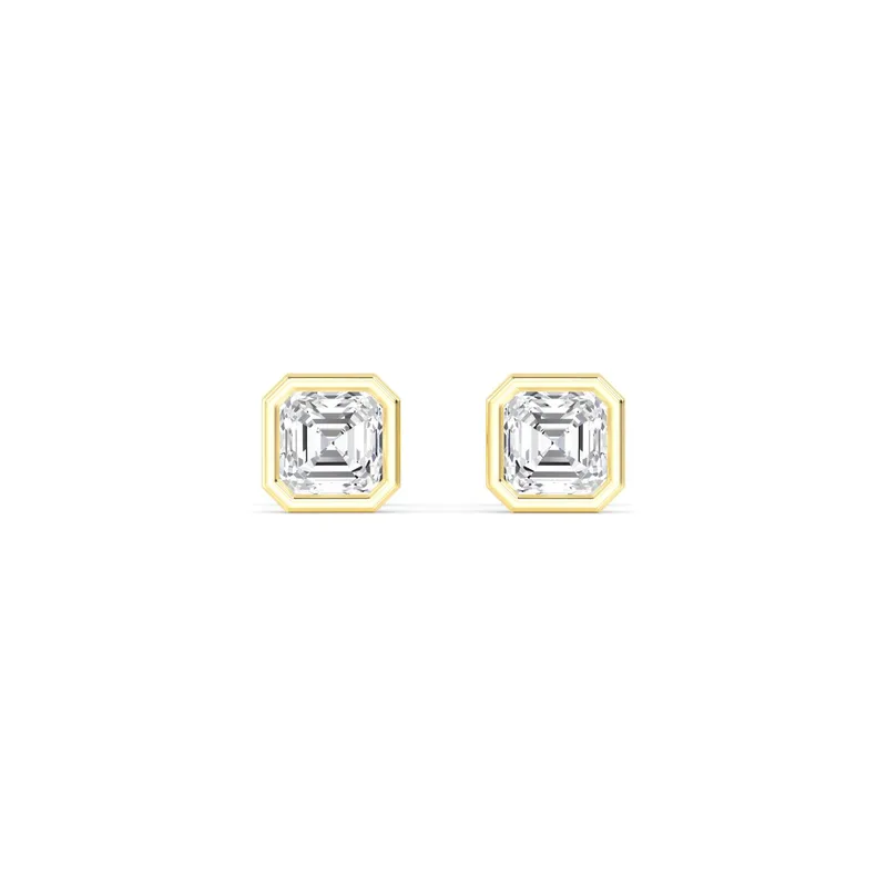 Icon Asscher Lab-Grown Diamond Earrings in yellow gold — view 1