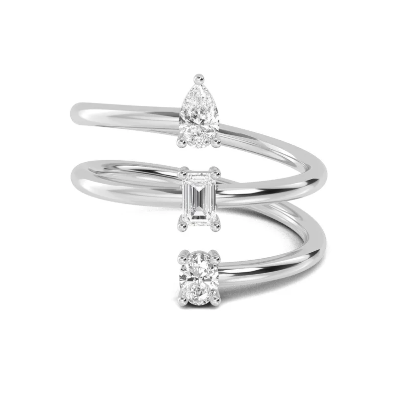 Lucia Mixed-Cut Lab-Grown Diamond Ring in white gold — view 1