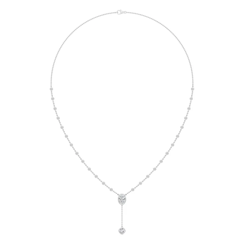 Nerina Oval Lab-Grown Diamond Necklace in 18kt white gold — view 1