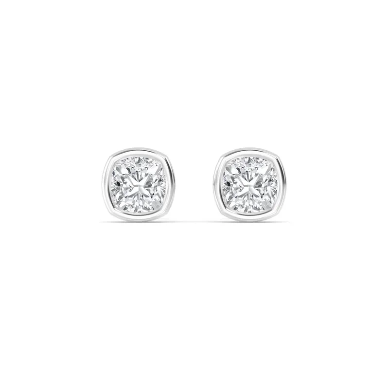Icon Cushion Lab-Grown Diamond Earrings in white gold — view 1