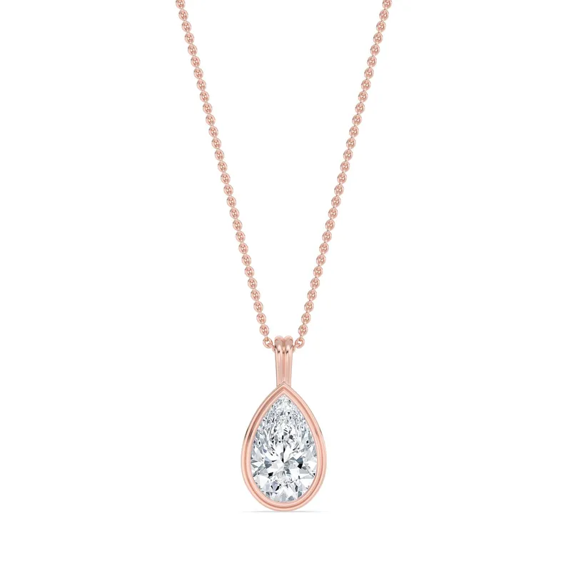 Opaline Pear Lab-Grown Diamond Pendant in rose gold — view 1