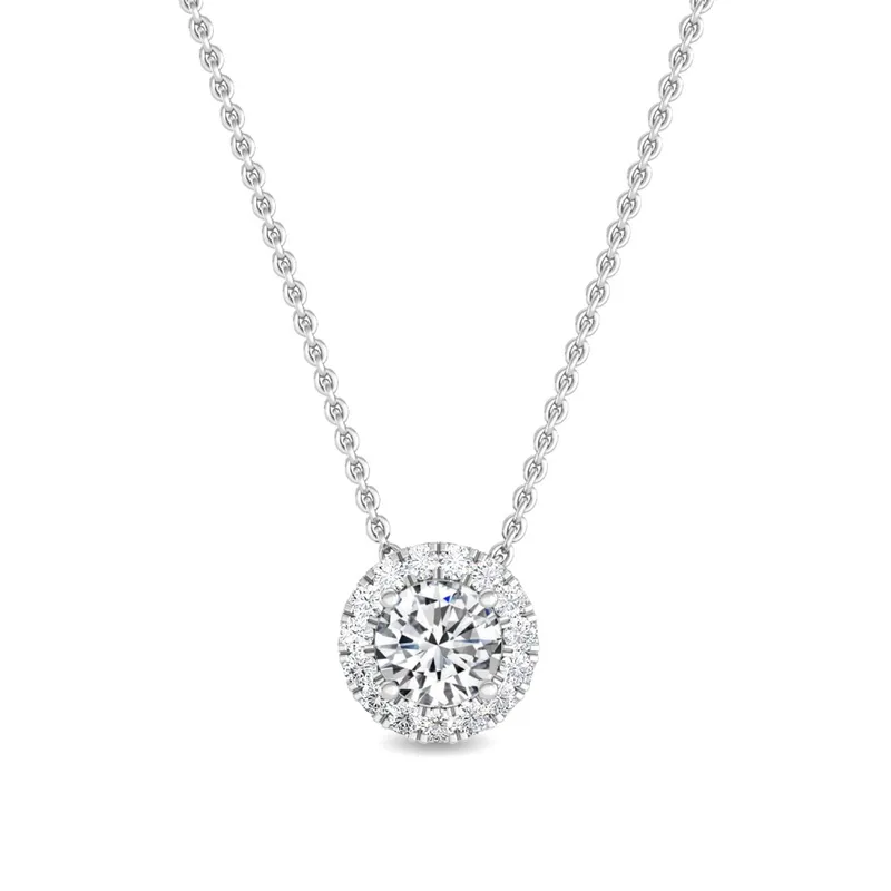 Aurora Round Lab-Grown Diamond Pendant in white gold — view 1