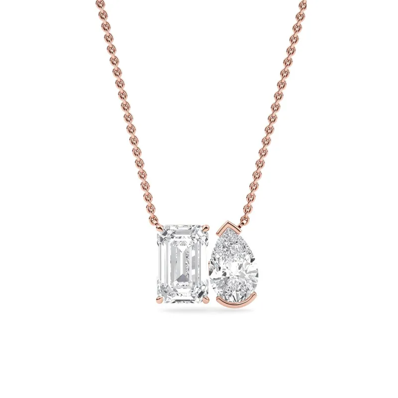 Embrace Mixed-Cut Lab-Grown Diamond Pendant in rose gold — view 1