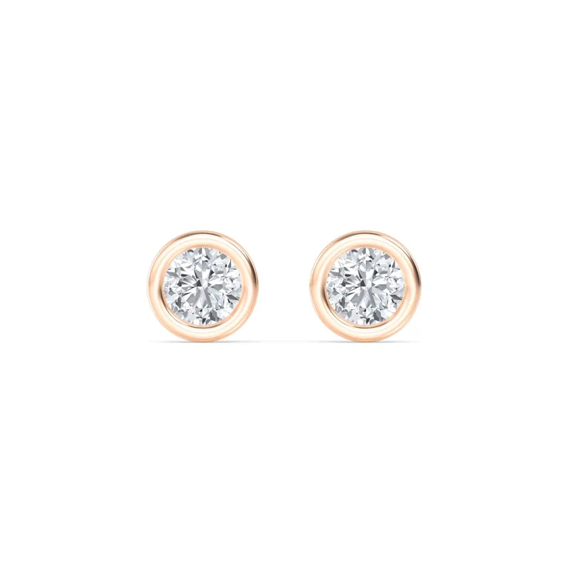 Icon Round Lab-Grown Diamond Earrings in rose gold — view 1