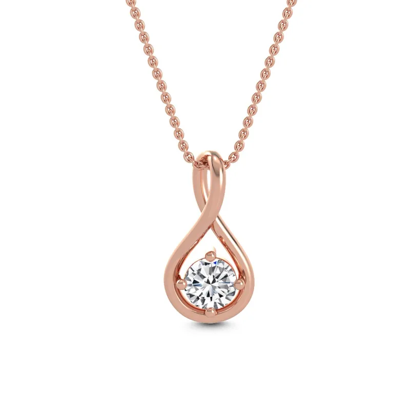 Ribbon Round Lab-Grown Diamond Pendant in rose gold — view 1
