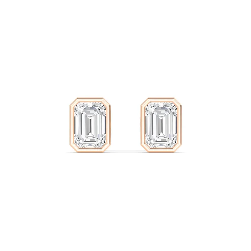 Icon Emerald Lab-Grown Diamond Earrings in rose gold — view 1