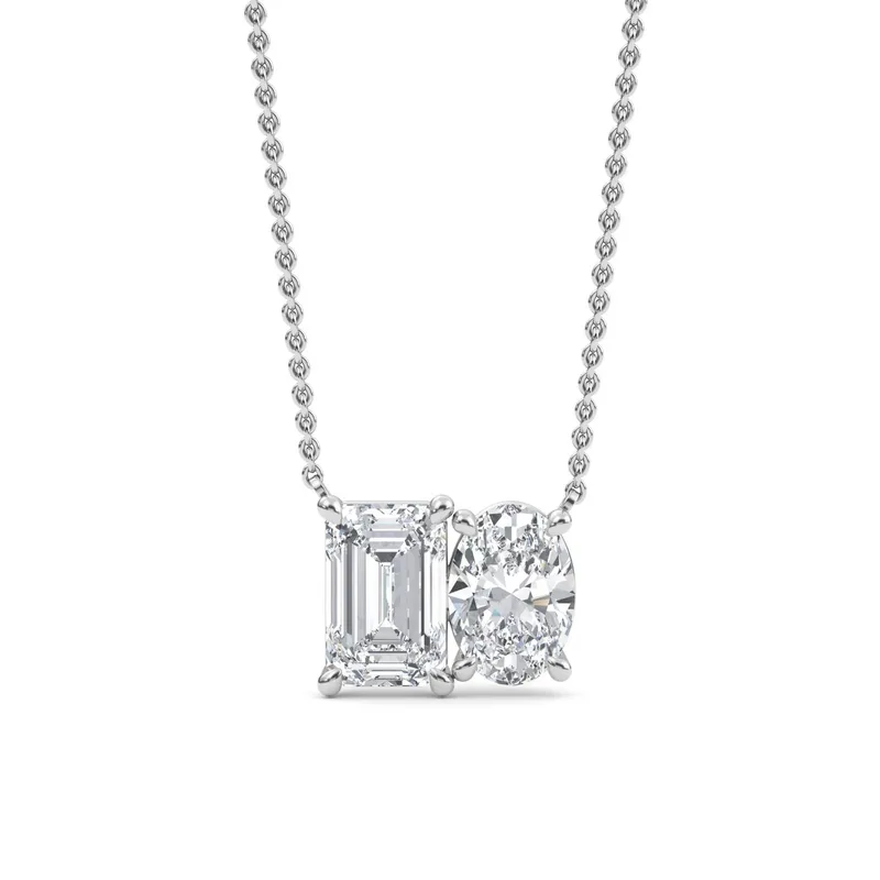 Union Mixed-Cut Lab-Grown Diamond Pendant in white gold — view 1