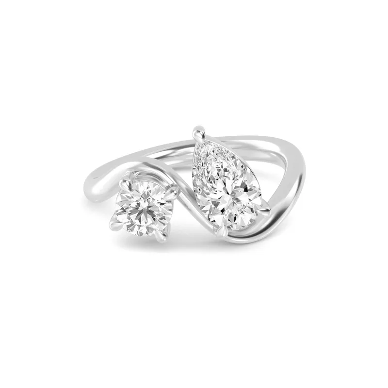 Aurora Pear Lab-Grown Diamond Ring in white gold — view 1