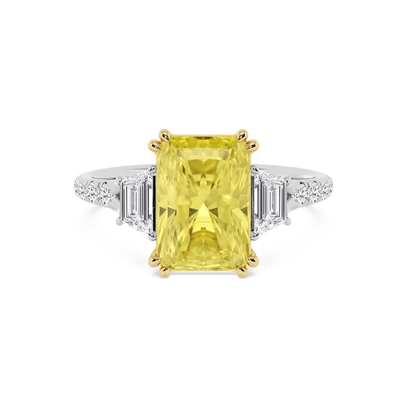 Aurelle Radiant Yellow Lab-Grown Diamond Ring in two tone gold — view 1