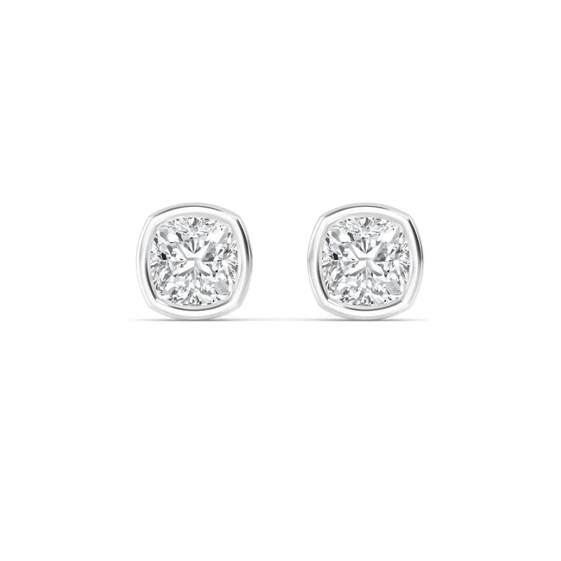 Icon Cushion Lab-Grown Diamond Earrings in white gold — view 1