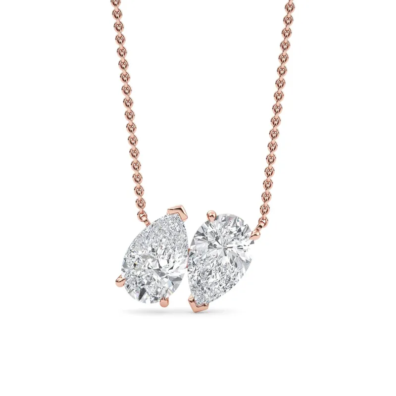 Tandem Pear Lab-Grown Diamond Pendant in rose gold — view 1