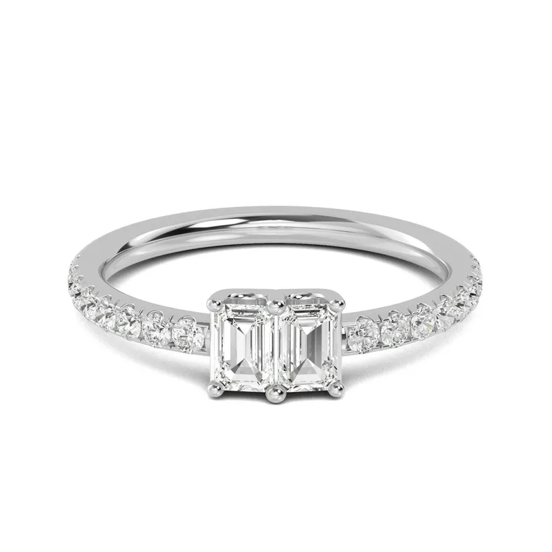 Lyra Mixed-Cut Lab-Grown Diamond Ring in white gold — view 1