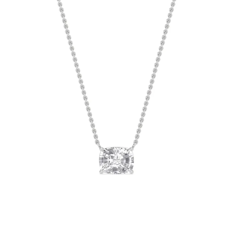 Arden Long Cushion Lab-Grown Diamond Pendant in white gold — view 1