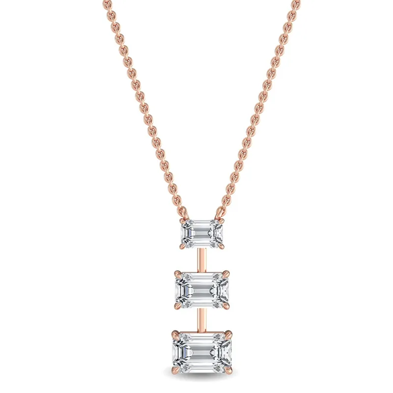 Verity Emerald Lab-Grown Diamond Pendant in rose gold — view 1