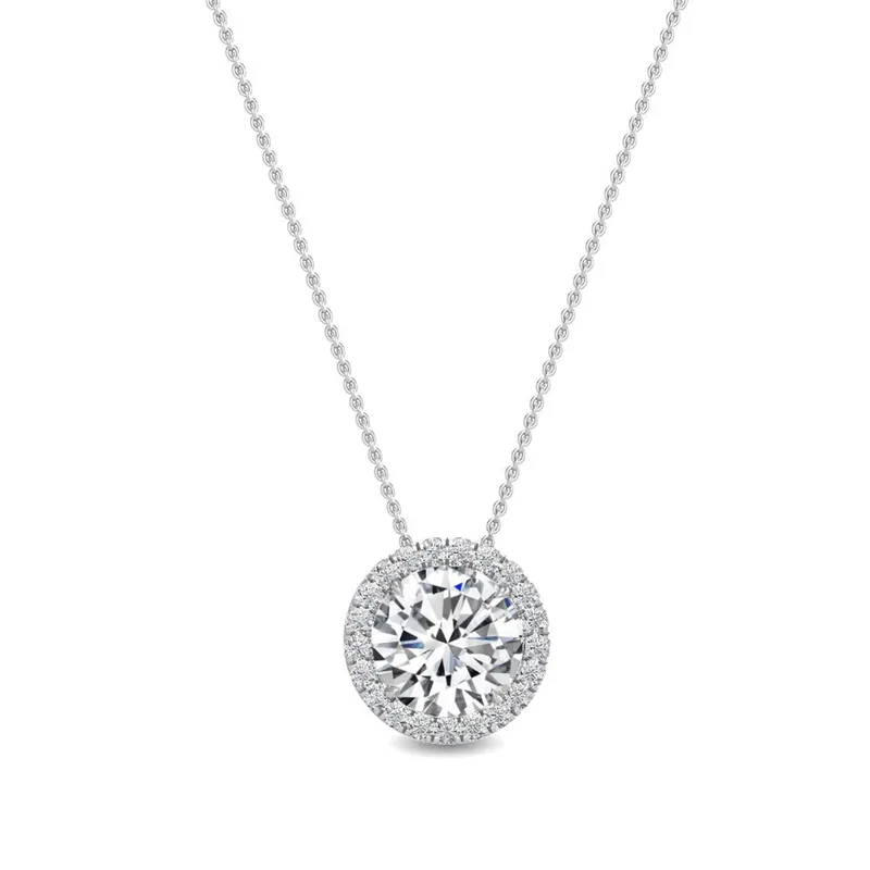 Amara Round Lab-Grown Diamond Pendant in white gold — view 1