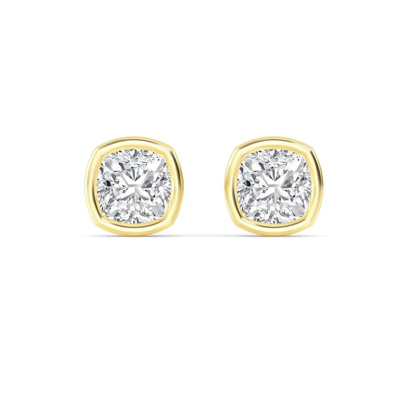 Icon Cushion Lab-Grown Diamond Earrings in yellow gold — view 1
