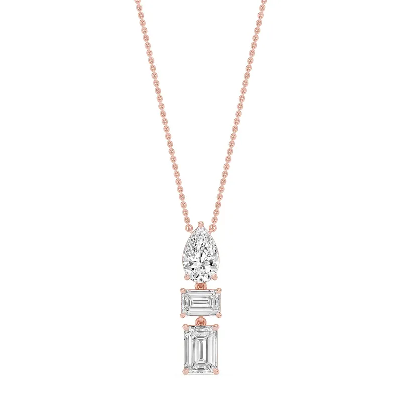 Elysian Mixed-Cut Lab-Grown Diamond Pendant in rose gold — view 1