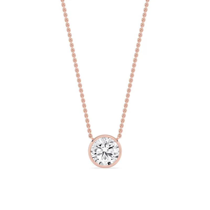 Adore Round Lab-Grown Diamond Pendant in rose gold — view 1
