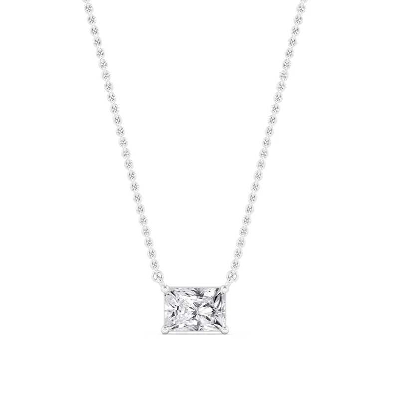 Arden Radiant Lab-Grown Diamond Pendant in white gold — view 1
