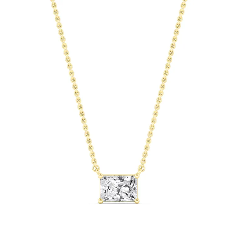 Arden Radiant Lab-Grown Diamond Pendant in yellow gold — view 1