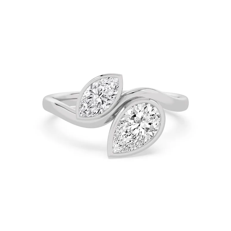 Liana Mixed-Cut Lab-Grown Diamond Ring in white gold — view 1