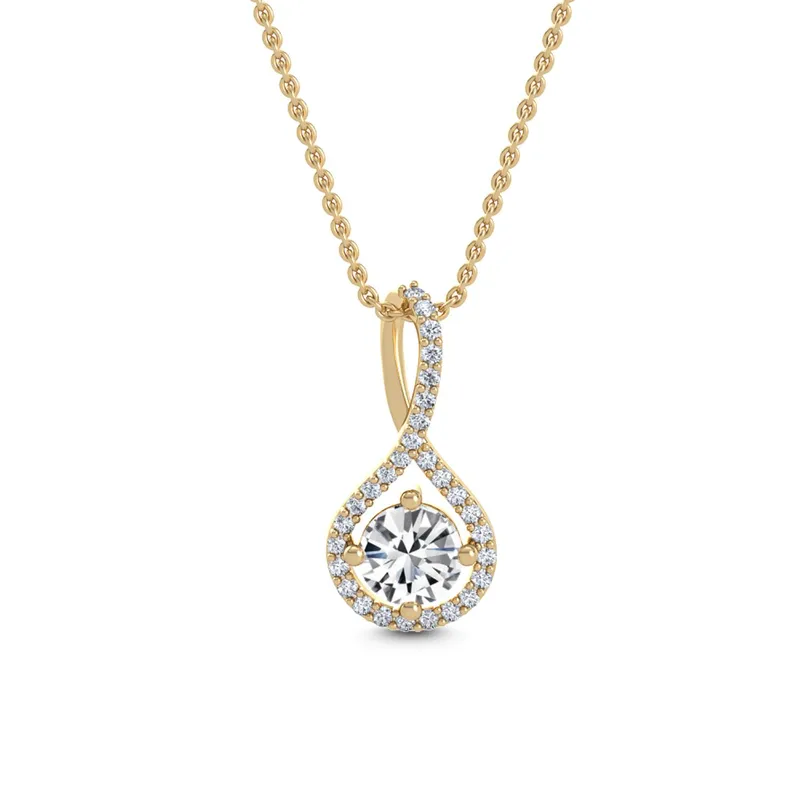 Twilight Round Lab-Grown Diamond Pendant in yellow gold — view 1