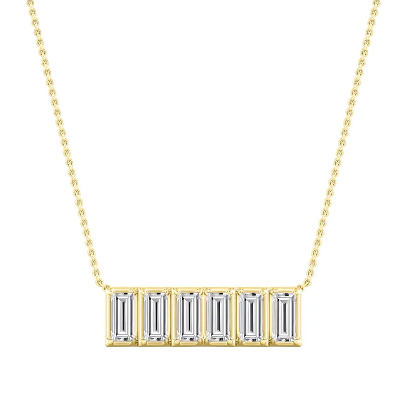 Axis Baguette Lab-Grown Diamond Pendant in 18kt yellow gold — view 1