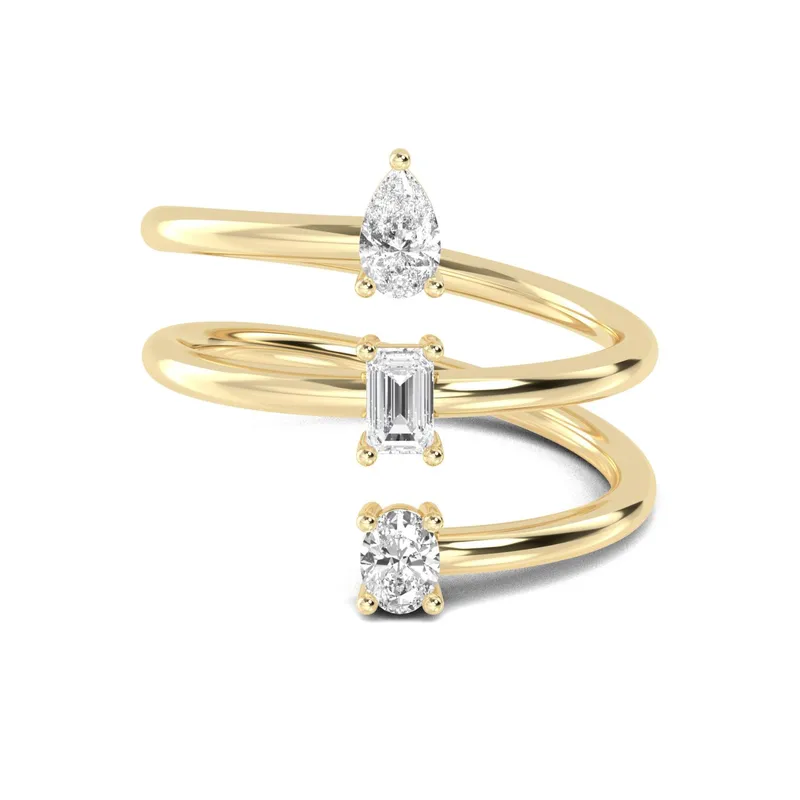 Lucia Mixed-Cut Lab-Grown Diamond Ring in yellow gold — view 1