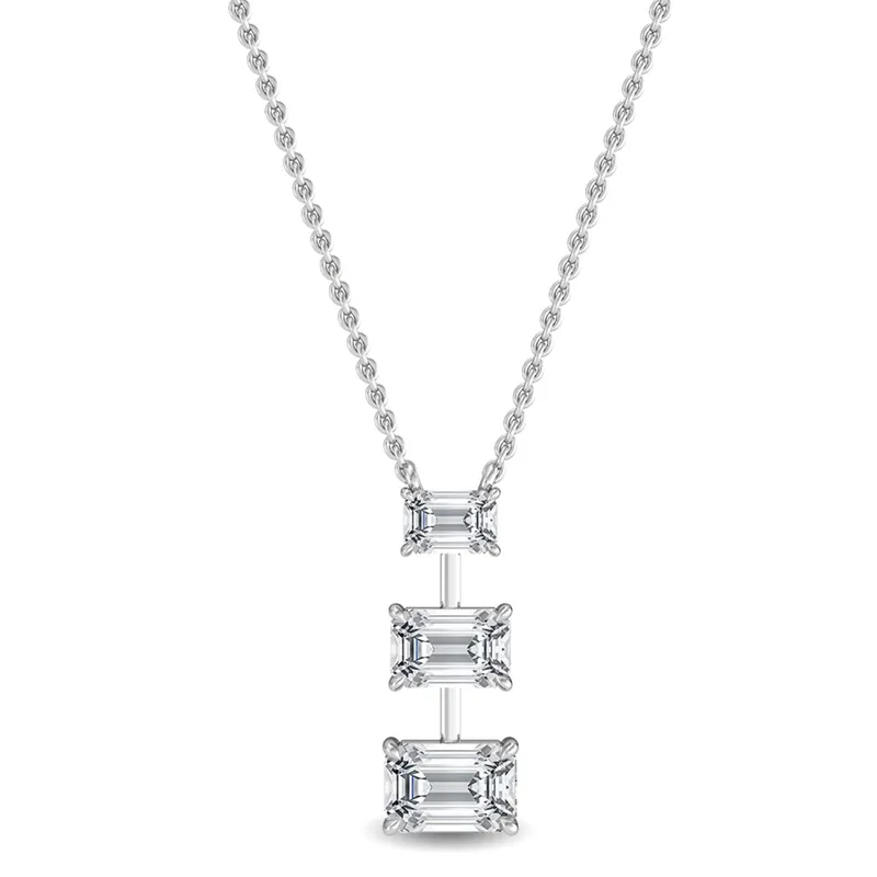 Verity Emerald Lab-Grown Diamond Pendant in white gold — view 1