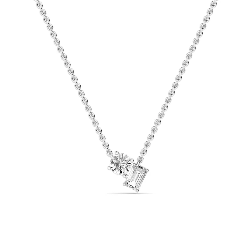 Affinity Mixed-Cut Lab-Grown Diamond Pendant in white gold — view 1
