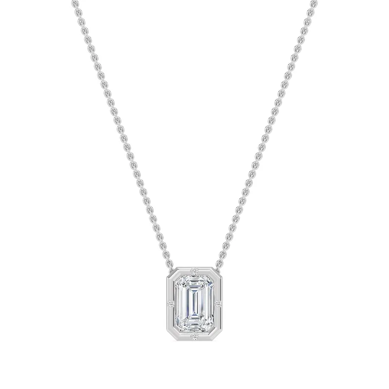 Clarity Emerald Lab-Grown Diamond Pendant in white gold — view 1