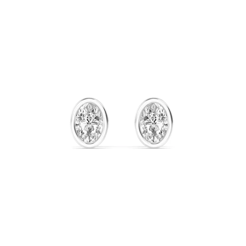 Icon Oval Lab-Grown Diamond Earrings in white gold — view 1
