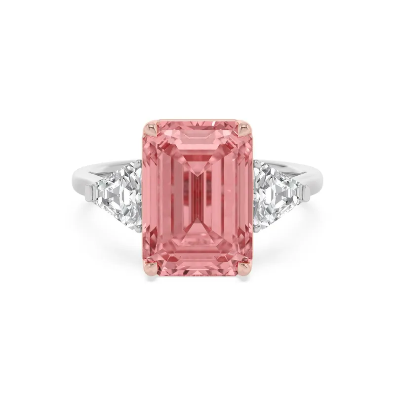 Rosalind Emerald Pink Lab-Grown Diamond Ring in two tone gold — view 1