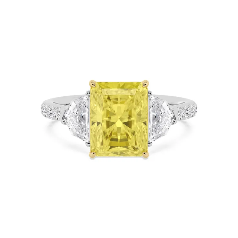 Aveline Radiant Yellow Lab-Grown Diamond Ring in two tone gold — view 1