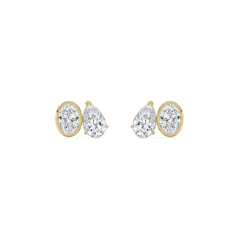 Clarissa Mixed-Cut Lab-Grown Diamond Earrings in 18kt yellow gold — view 1