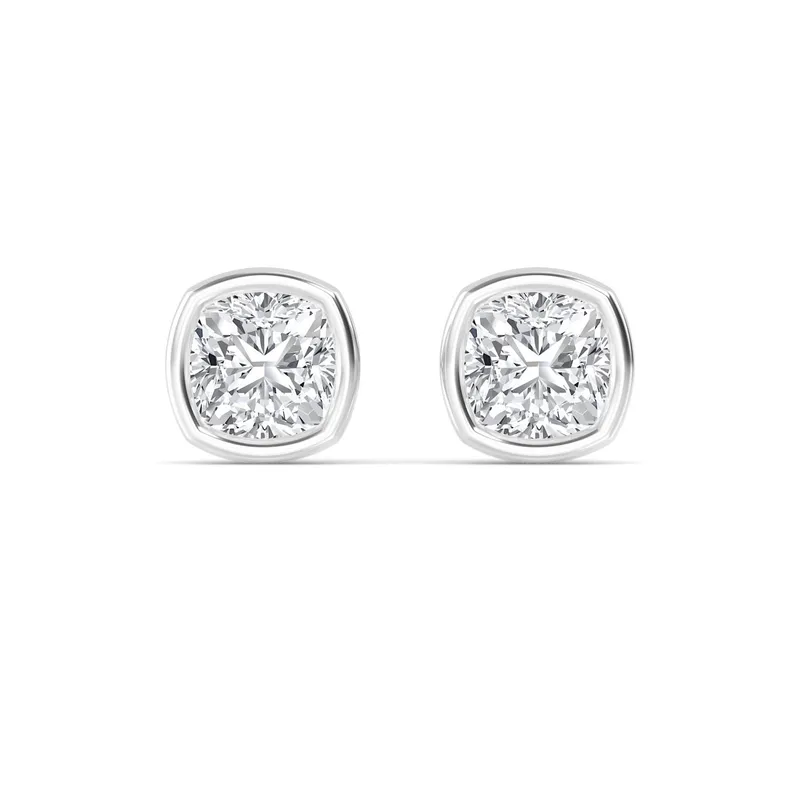 Icon Cushion Lab-Grown Diamond Earrings in white gold — view 1