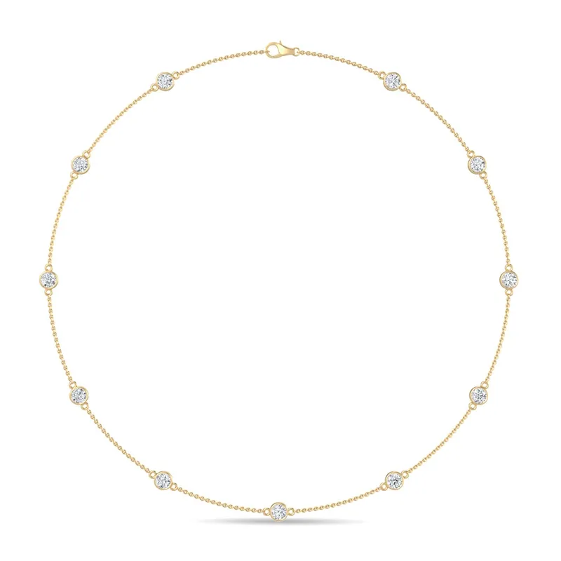 Elena Round Lab-Grown Diamond Necklace in 18kt yellow gold — view 1